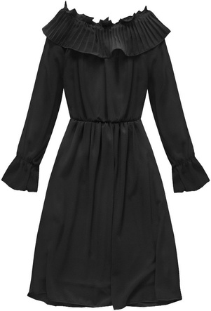 CHIFFON FRILL DRESS BLACK (139ART)