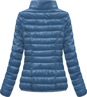 BŁYSZCZĄCA KURTKA ZE STÓJKĄ NIEBIESKA (B2673)