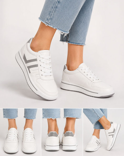 Sportowe buty damskie biało-szare (ad-587)