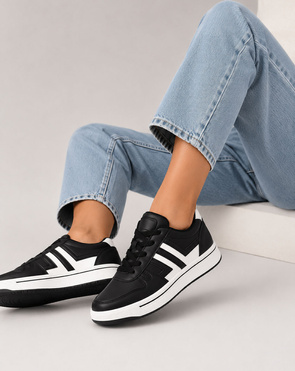 Sportowe buty damskie czarno-białe (ad-587)