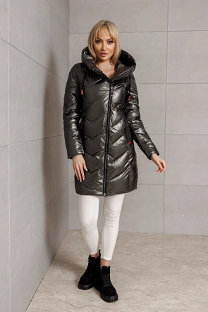 Grafitowa metaliczna kurtka zimowa