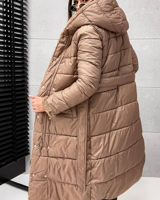 2w1 brązowa zimowa kurtka - futro