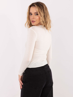 Kaszmirowy ecru longsleeve pod szyję