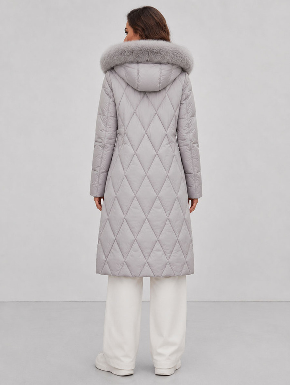 LONG WINTERJACKE MIT KAPUZE GRAU (7688)
