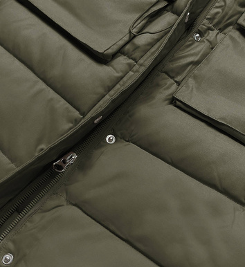 Długi bezrękawnik damski z kapturem army