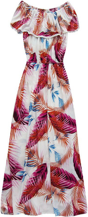 SUKIENKA Z ODKRYTYMI RAMIONAMI BIAŁO-RÓŻOWA (71205#)