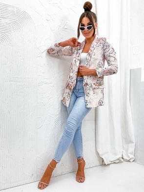 Casualowa beżowa marynarka bez zapięcia