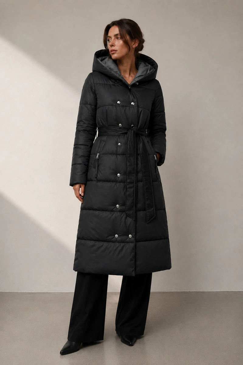 LONG JACKET WITH HOOD BLACK (PM7231)