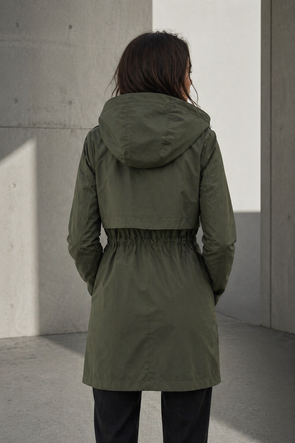 Parka damska z podszewką w panterkę khaki