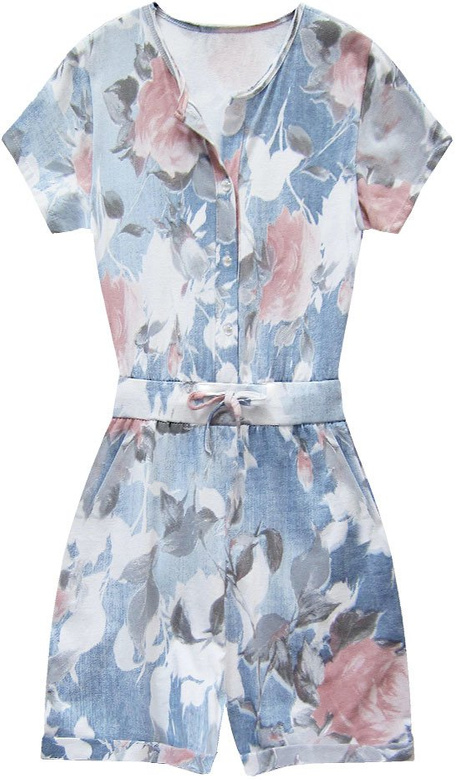 SHORT FLORAL PATTERNED JUMPSUIT BLUE (11007)