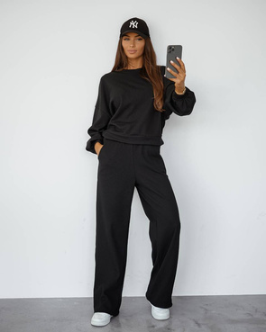 Dwuczęściowy czarny komplet typu wafel