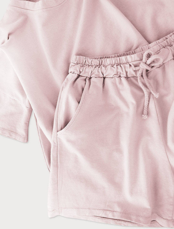 DRES DAMSKI BLUZA I SPODENKI PUDROWY RÓŻ (598ART)