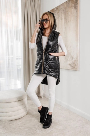 Czarna kamizelka ze złotym suwakiem