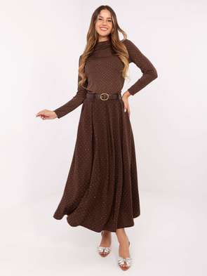 Długa brązowa spódnica z aplikacją