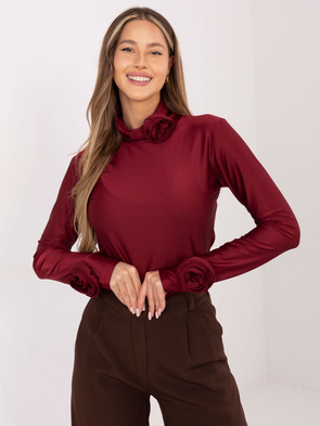 Elegancka bordowa bluzka z golfem