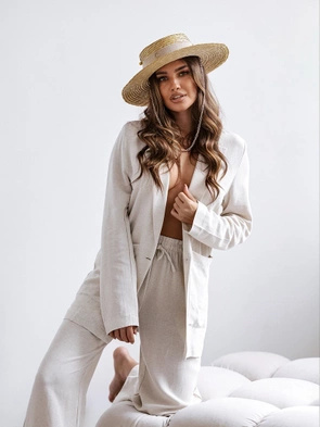 Elegancki komplet beżowy marynarka + spodnie