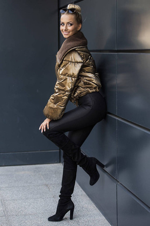 Kurtka oversize z szerokim kołnierzem brązowa