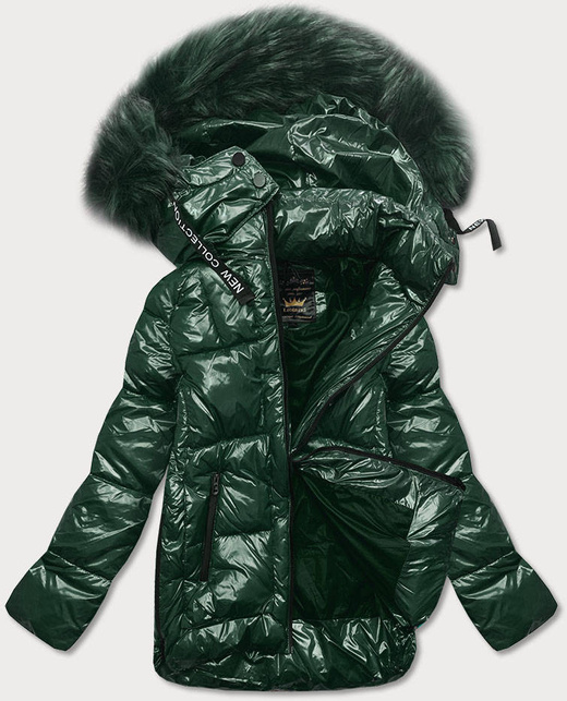 GLÄNZENDE GESTEPPTE DUNKELGRÜNE JACKE (7697)