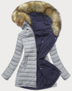 ZWEISEITIGE JACKE MIT KAPUZE MARINEBLAU-GRAU (W213)