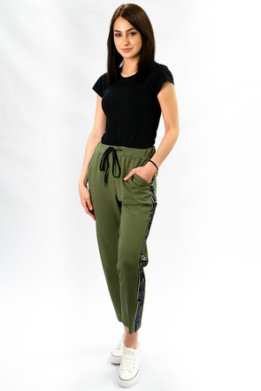 COTTON TROUSERS WITH SIDE STRIPES KHAKI (193ART)
