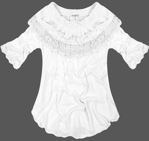 BOHO BLUSE MIT RÜSCHEN WEIß (X8665X)