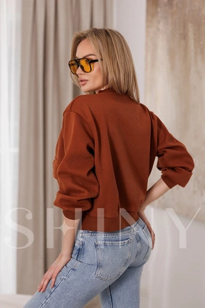 Elegancka brązowa bomberka damska