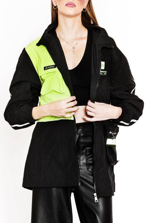 Damska kurtka wiatrówka czarno/zielona (ag3-010)