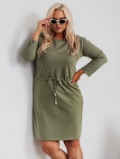 Bawełniana sukienka plus size z rękawem 3/4 khaki