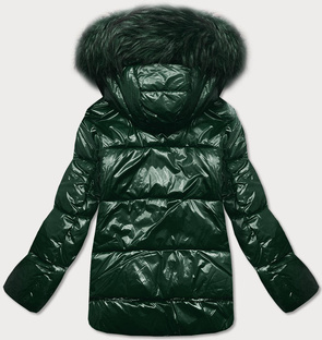 GLOSSY QUILTED DARK GREEN JACKET (7697)