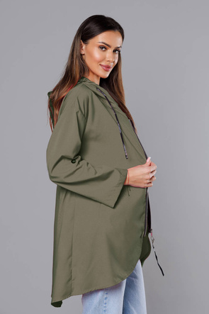Cienka asymetryczna damska narzutka w kolorze khaki