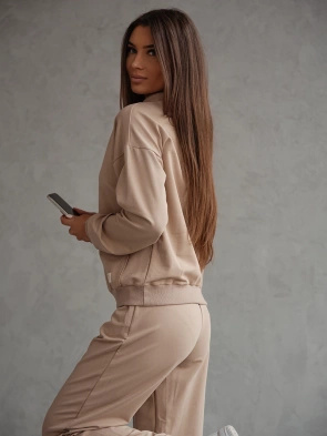 Beżowy bawełniany dres damski