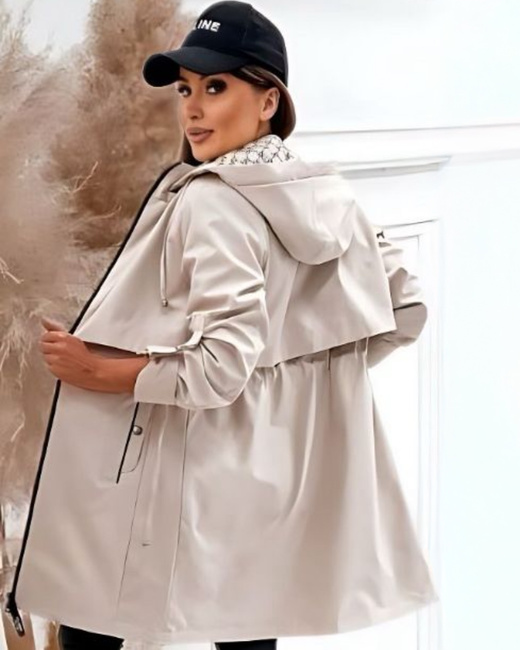 Jasnobeżowa kurtka damska z odpinanym kapturem