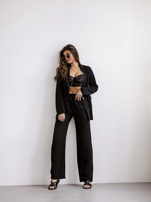 Elegancki komplet czarny marynarka + spodnie