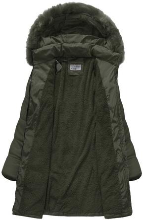 PIKOWANA KURTKA Z KAPTUREM KHAKI (B1052-30)