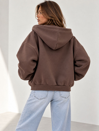 Damska czekoladowa bluza oversize z kapturem
