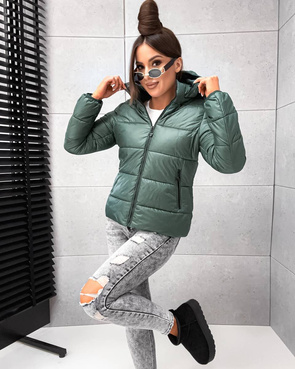 Klasyczna puchowa kurtka zimowa zielony ciemny
