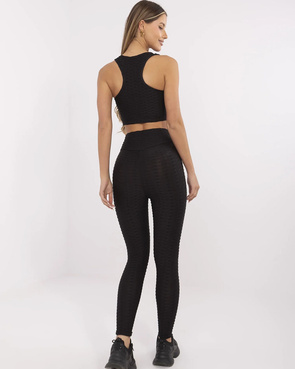 Czarny komplet fitness top i legginsy