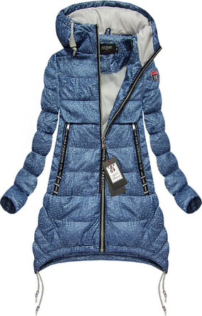 HOODED QUILTED JACKET BLUE+WHITE (1710BIG)