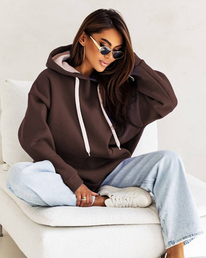 Czekoladowa ciepła bluza damska oversize
