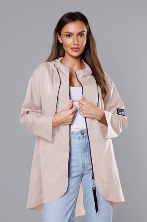 Cienka asymetryczna damska narzutka w kolorze jasnego beżu