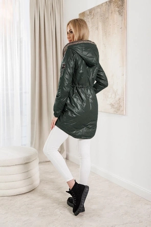 Kurtka ozdobnym pikowaniem w kolorze ciemnej zieleni