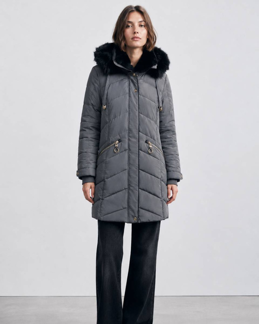 QUILTED HOODED JACKET GREY (W732)