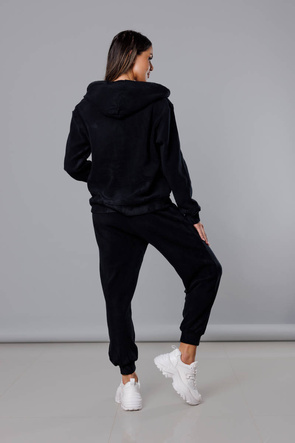 Polarowy komplet dresowy damski w kolorze czarnym