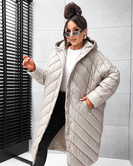 Pikowana beżowa kurtka zimowa oversize