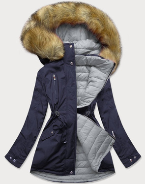 REVERSIBLE HOODED JACKET NAVY BLUE-GREY (W213)