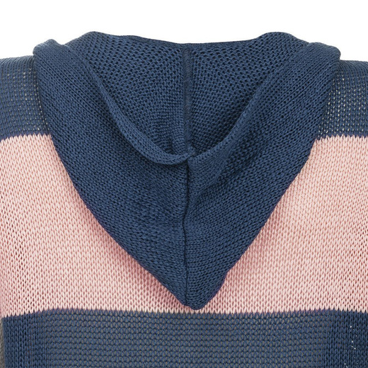LONGLINE HOODED JUMPER NAVY BLUE-PINK (122ART)