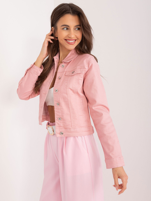 Krótka różowa kurtka jeansowa