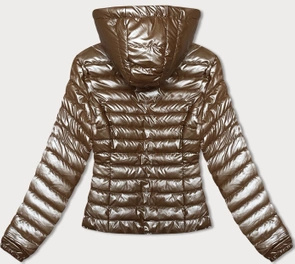 Karmalowa pikowana kurtka damska ze ściągaczami przy rękawach