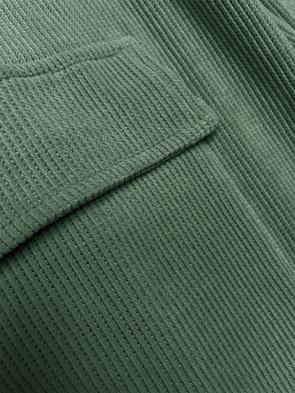 Oliwkowy komplet dresowy damski – bluza ze stójką (wafel) + spodnie z kieszeniami