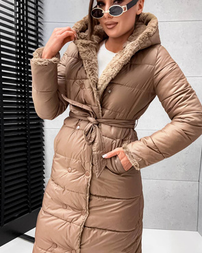 2w1 brązowa zimowa kurtka - futro